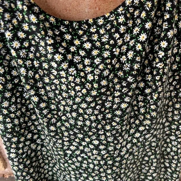 Free People Lorelai Daisy Print Tie Back Midi Dress Black M - Picture 4 of 12